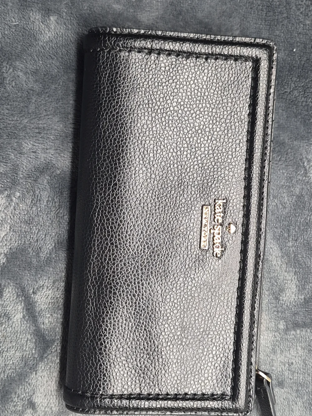 Kate Spade Pebble Leather Braylon Wallet Black Gold Tone